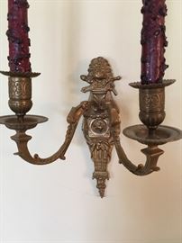 1 of 2 brass wall sconce candlebras