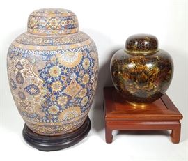 Asian Arts Porcelain Cloisonne Ginger Jar Stand