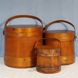 3 Graduated Size  Firkins with rich aged patina