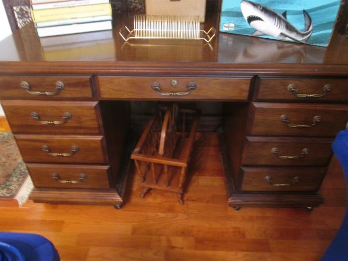 Knee-Hole Desk, 9 Drawers by DMI Furniture New Directions, with key.  30" X 60" X 30"