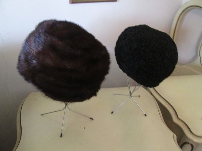 2-Ladies Fur Hats, Mink and Persian Lamb