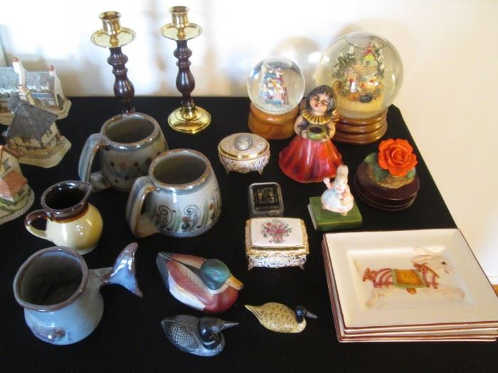 Ceramics, Snow Globes, Candlesticks, Covered Dishes and Ducks