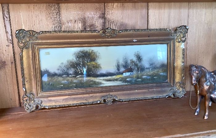 Vintage Landscape oil painting-great frame