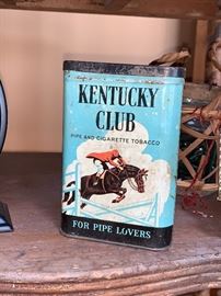  Vintage Kentucky Club pipe and cigarette tobacco tin can 