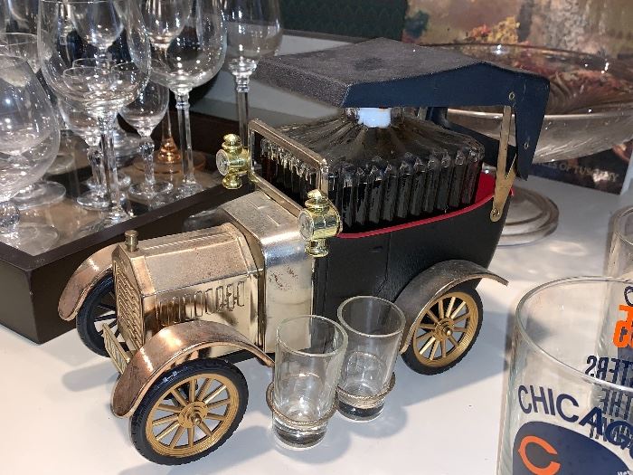  Model T decanter and shot glasses 