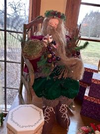  Beautiful large Santa sitting in wooden branch chair 