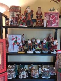  Collection of Christmas Santa's and small Christmas houses 