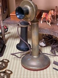 Vintage Brass Candlestick Telephone -  Western Electric Company  - Pat in USA Aug 16 1904 - Sept 13 1904  -- Patented July 9-89 - Nov 17-91