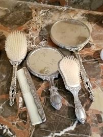 Antique Silver Vanity Set