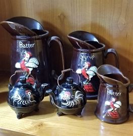 REDWARE POTTERY PANCAKE SET