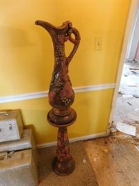 Large Plaster Ewer and Stand