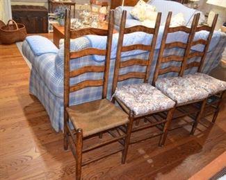 rush bottom ladder-back chairs