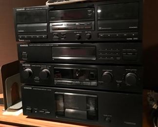 Kenwood stereo - KM-991 amplifier, KC-991 amp, KT-591 quarty synthesizer am/fm tuner, KX-W891 stereo DBL cassette deck.  