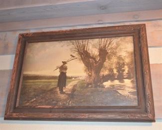 vintage hand colored framed photo