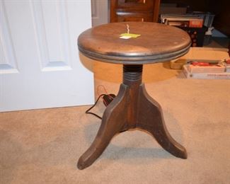 vintage oak piano stool