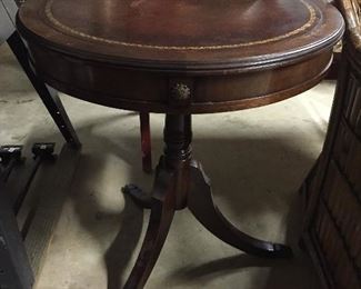 Leather Top Drum Table