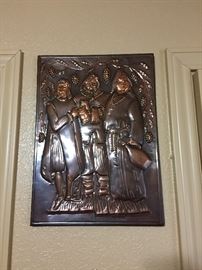 Art Deco Copper Repousse Hammered Wall Plaques