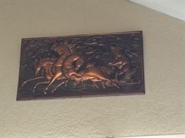 Art Deco Copper Repousse Hammered Wall Plaques