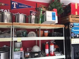 Assorted Small Appliances, Pots, Garage Items