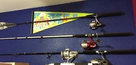 Fishing Poles, Assorted Man Cave Style Memorabilia