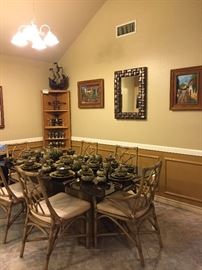 Thai Celadon Dinnerware, Wall Mirror, Portugal Art, Please Note the Dining Table & Chairs are Family Member Items