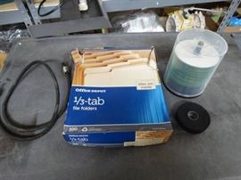 1 3 fire folders, small organizer and blank disc.