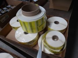 Lot of rolls of barcode labels.