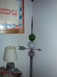 If you don't know what this is, you need to get out to the countryside more often-Vintage Lightning Rod with trio glass balls and weather vane