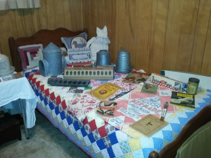 Collection of Chicken Feeders, Waterers, and Collectibles