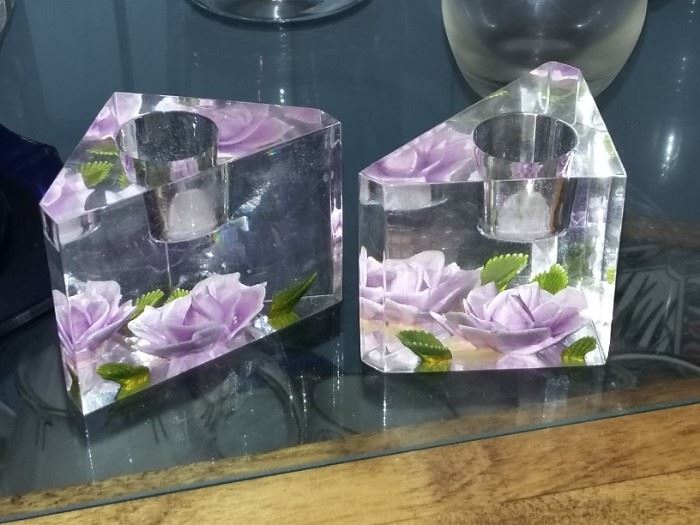Retro Lucite Candle Sticks
