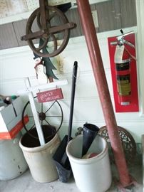 Vintage large old Pulley Crocks, cast iron wheels