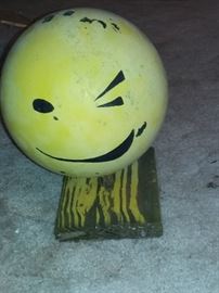 Here's lookin' at you, kid-repurposed bowling ball art
