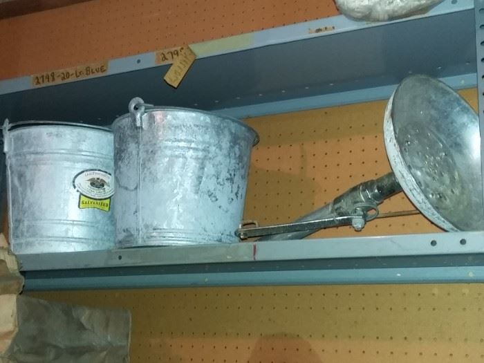 galvanized buckets, pails