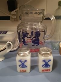 Vintage Dutch Tea Pitcher, Windmill S & P