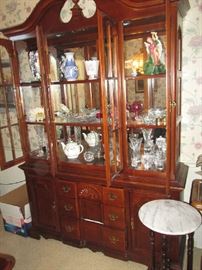 CHINA CABINET W/ GLASS & PORCELAIN