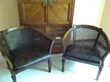 Cane back leather seated chairs