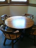 Gorgeous game table with handscraped chairs