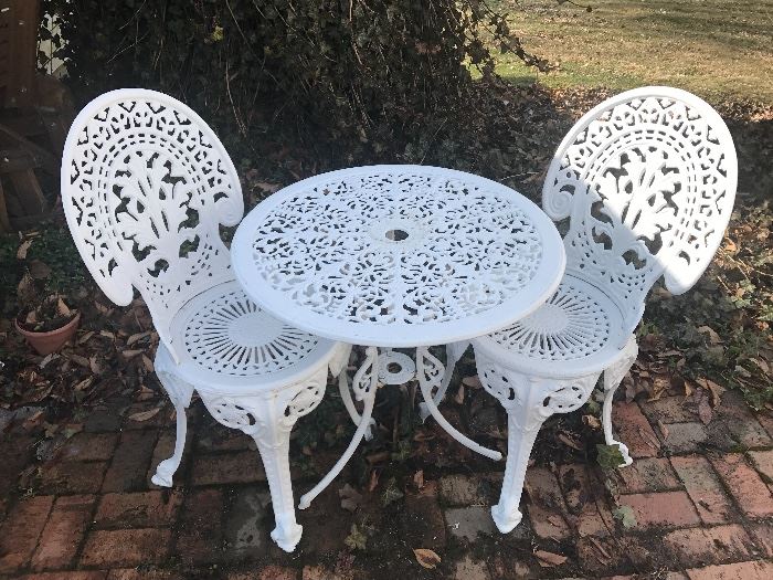 Cast Iron Outdoor Table & (2) Chairs