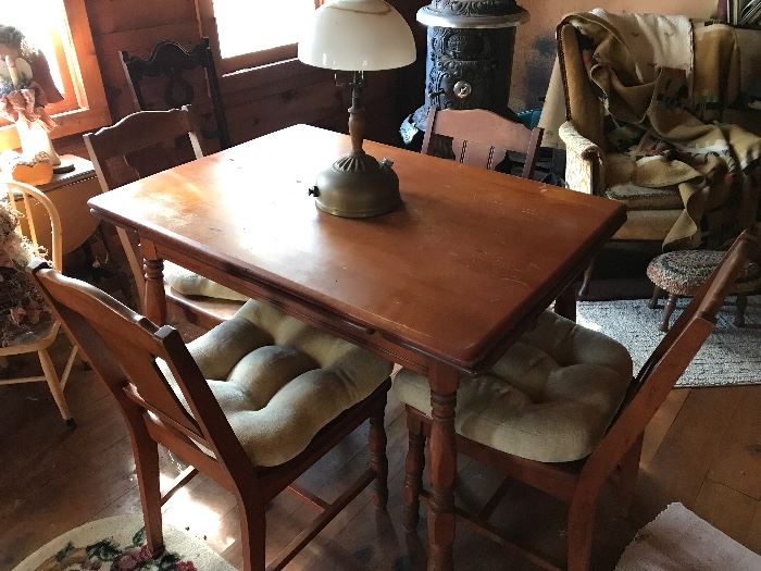Vintage Table & 4 Chairs~Vintage Lamp