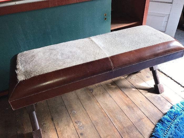 Faux Cowhide & Leather Bench