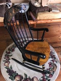 Vintage Solid Wood Rocking Chair~Rug