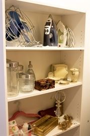 Rowenta irons, Westinghouse fan, bathroom accessories.
