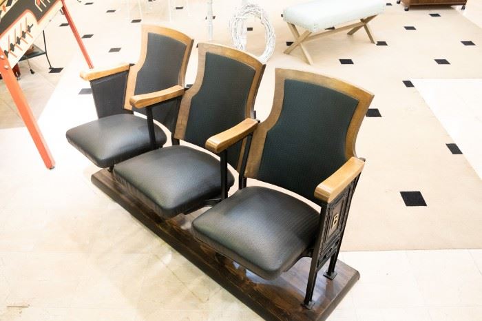 Vintage leather covered theatre seats - supreme stuff!!
