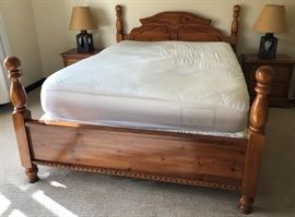 Knotty Pine Bedroom Suite: 4 Poster Bed, Nightstands, Dresser, Armoire, Table Lamps