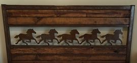 Queen Metal Horse and Wood Headboard