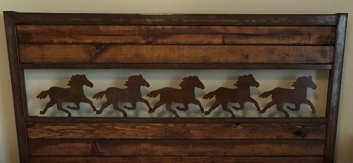 Queen Metal Horse and Wood Headboard