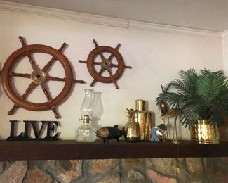 Hurricane lamps, SHIP WHEELS! The Ghost and Mrs. Muir!