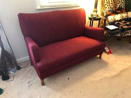 cool red loveseat