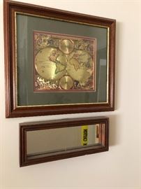 nautical world map brass