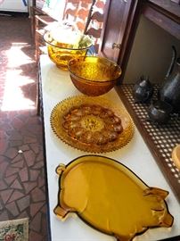 carnival glass and melted pig